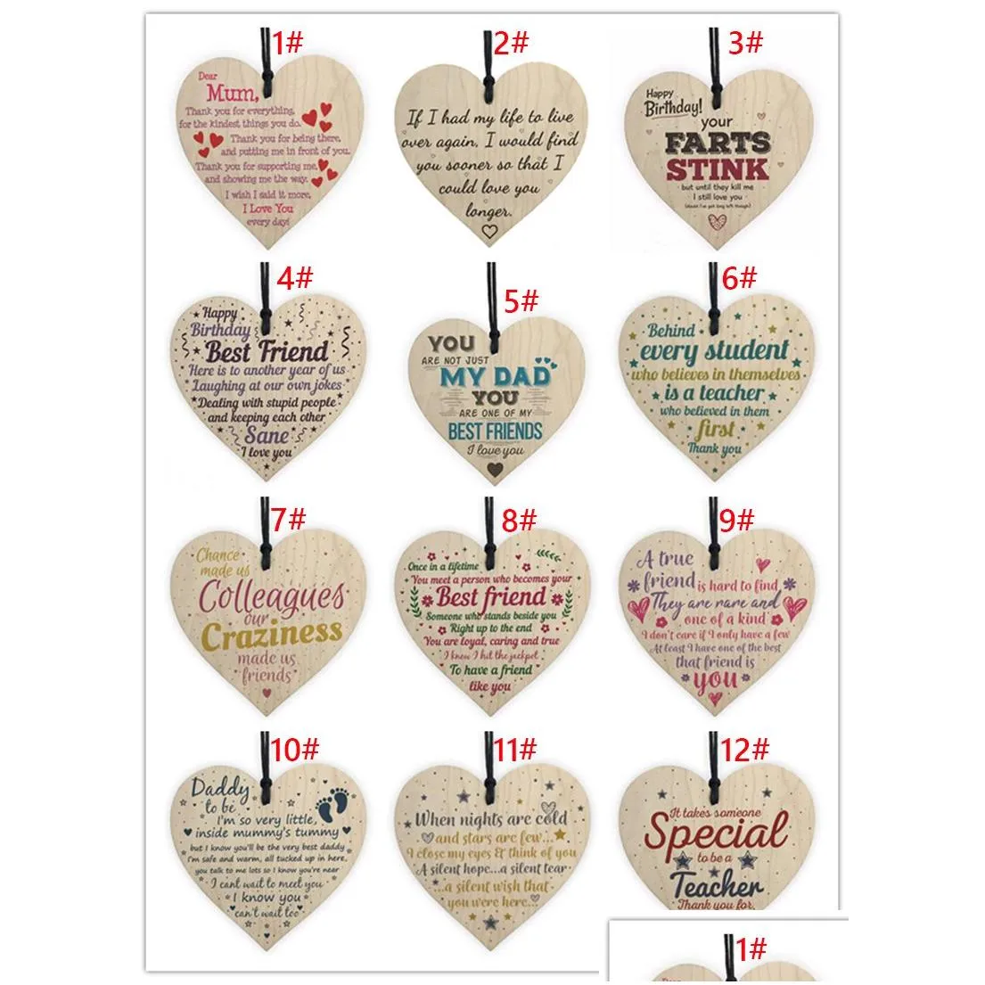 31 styles xmas wooden love christmas chip hanging gift plaque pendant heart shape letter friendship wine bottle decor pendant tags