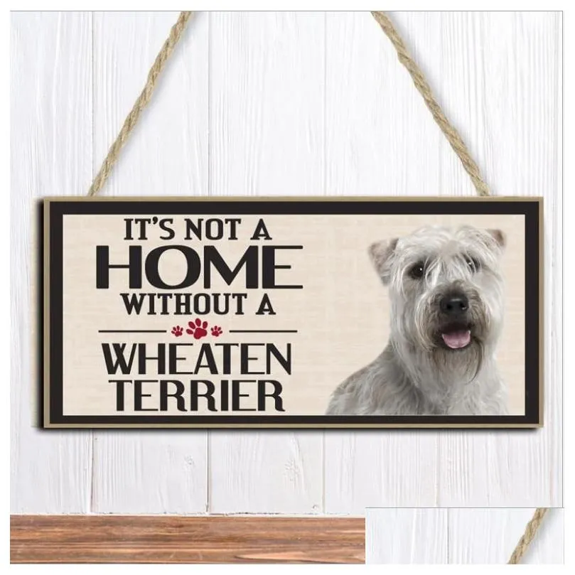 rectangle wooden decoration hanging board dog pet decor door sign plaque home accessories ornament 16 styles for choose