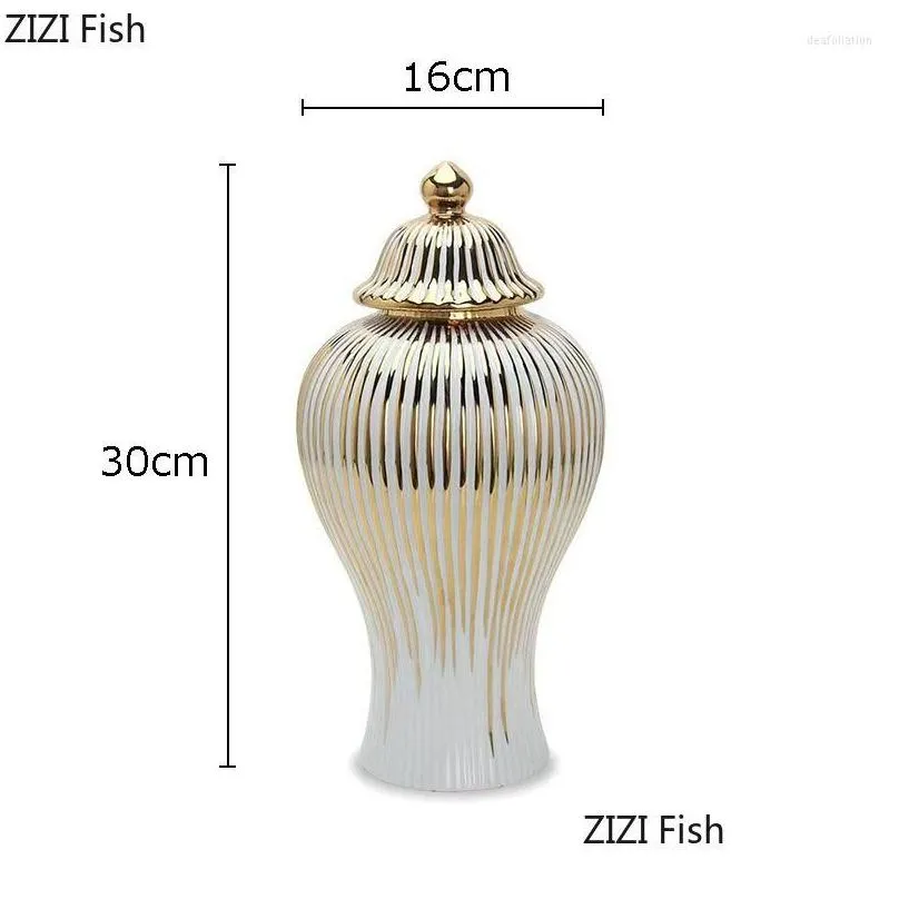 storage bottles gold stripe jar porcelain tea canister desktop vase flower arrangement general tank jewelry jars cosmetic containers