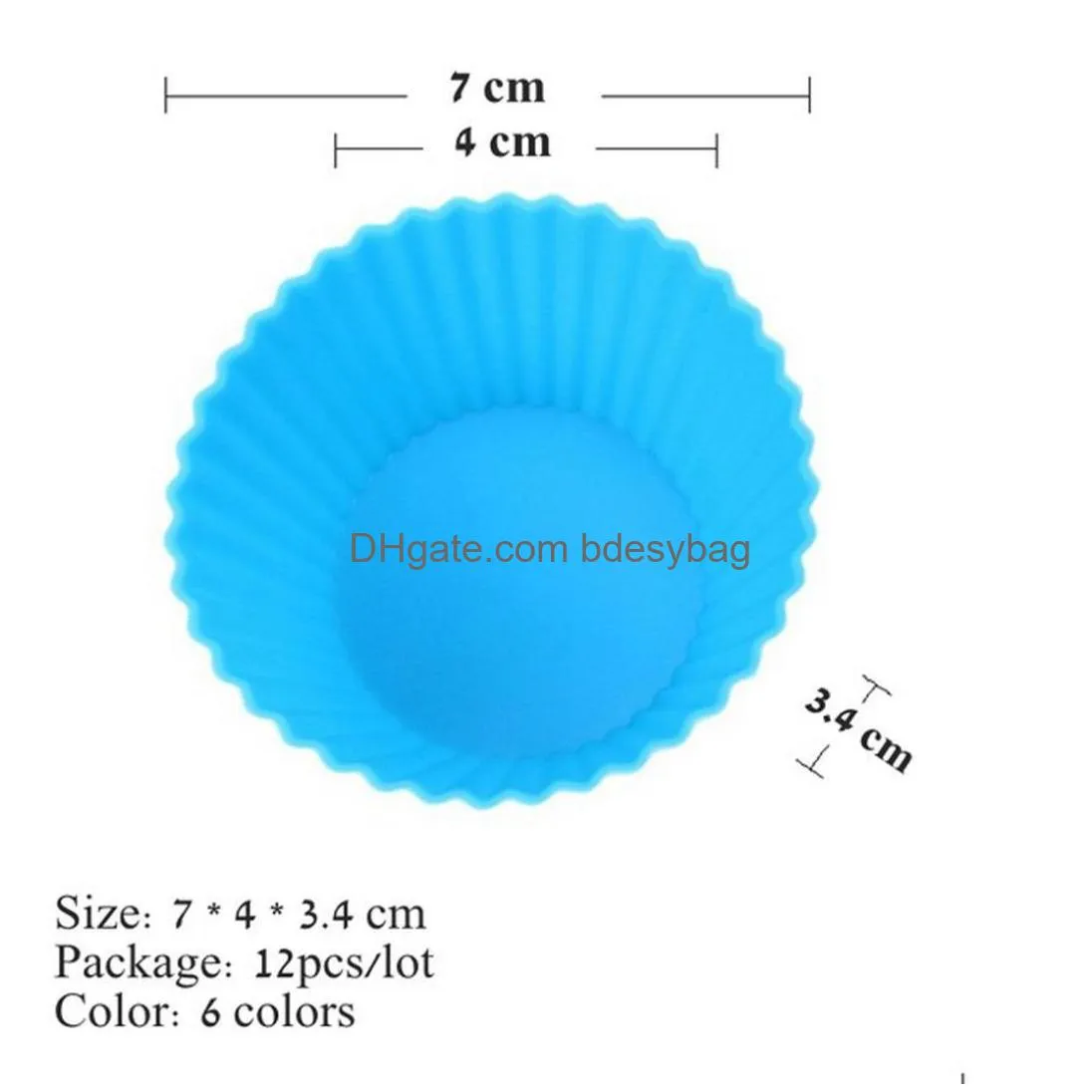 set of 12 pieces (1 dozen) round shaped silicon cake baking molds jelly mold cupcake pan muffin cup