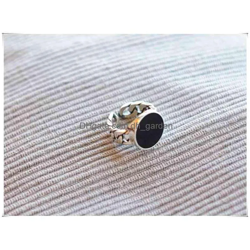lvc94 925 silver trendy big black round resin female finger rings whole jewelry women open party ring never fade