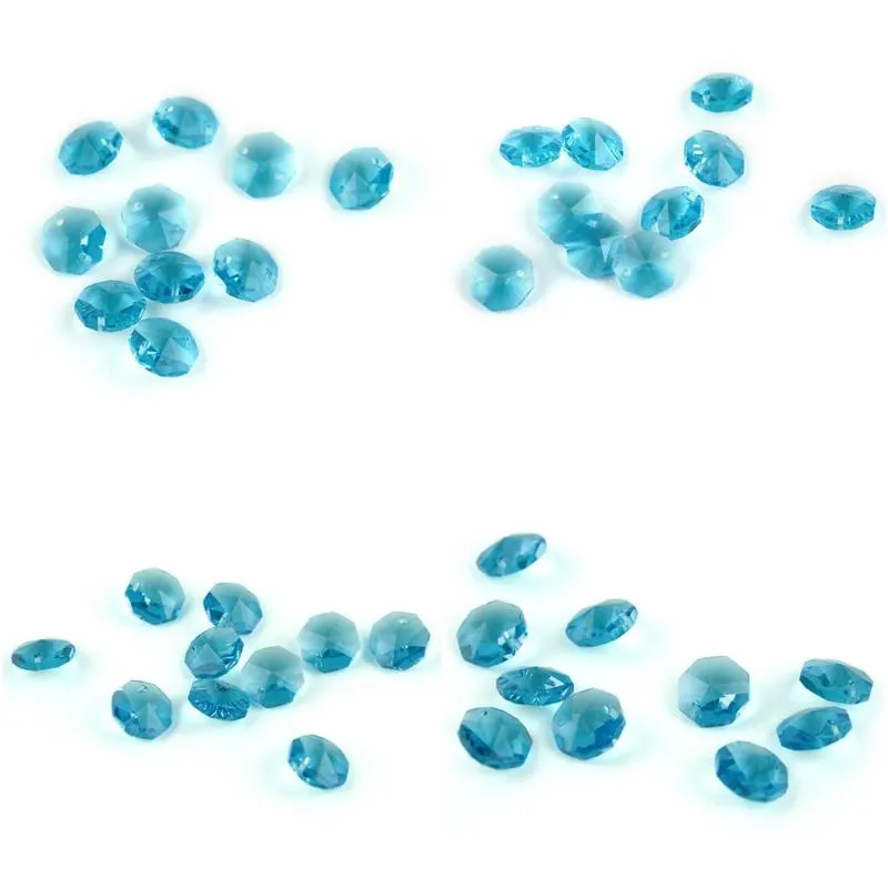 aquamarine 14mm octagon beads with 1 hole/2 holes crystal lighting lamp parts beads strand component for home wedding diy