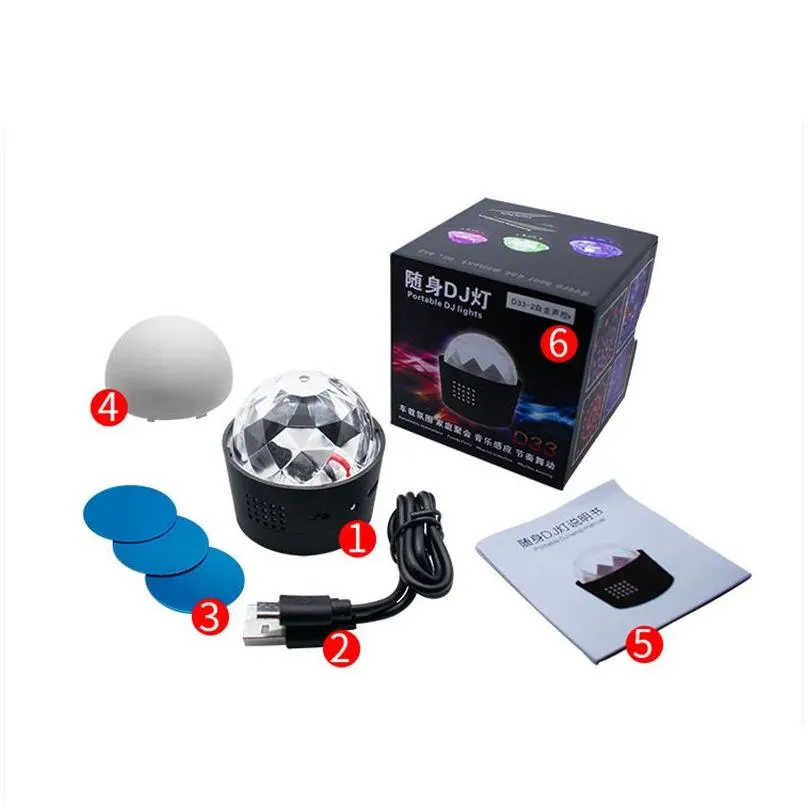 mini rgb crystal magic ball dj disco ball led stage light portable car indoor atmosphere lights usb christmas laser projector club