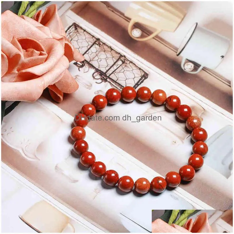 natural genuine red jasper round semi-precious stones beads 6 8 10 mm bracelets women men healing jewelry accessories gift