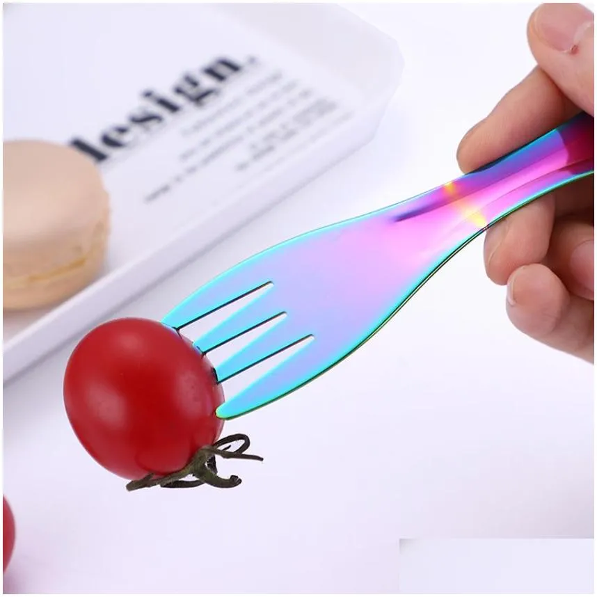Two Head Spoon Fork Stainless Steel Home Kitchen Dining Flatware Noodles Ice Cream Dessert Spoons Outdoor Camping tableware Cutlery