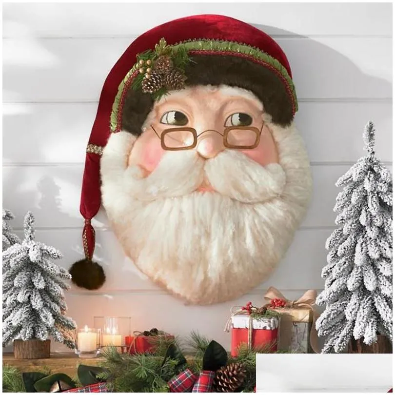 christmas decorations santa claus tray biscuit candy snack gift display resin sculpture glass top table home craft decoration