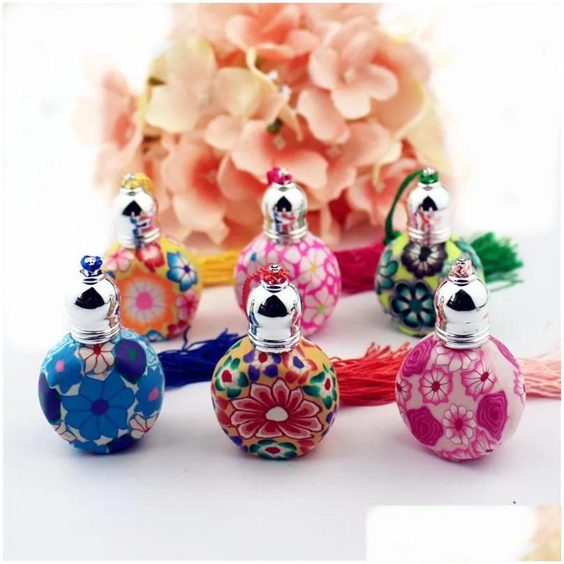 200pcs Colorful 10ml Roll On Perfume Bottles Polymer Clay Empty Refillable Glass Roller Vials Thick Essential Oil Bottle