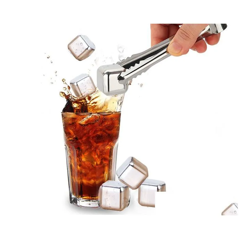 Stainless Steel Reusable Ice Cubes Chilling Stones for Whiskey Wine Bar KTV Supplies Magic Wiskey Wine Beer Cooler Ice Cubes