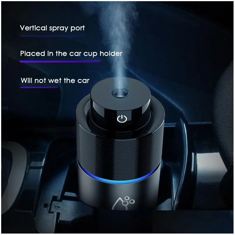 portable auto humidifier mini ultrasonic usb car essential oil diffuser freshener led lights air purifier aromatherapy diffusers