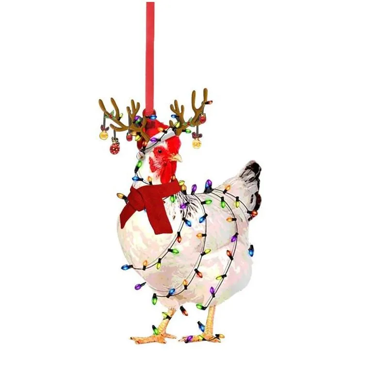 christmas decorations scarf chicken holiday decoration outdoor wood ornaments hanging pendant decor diy