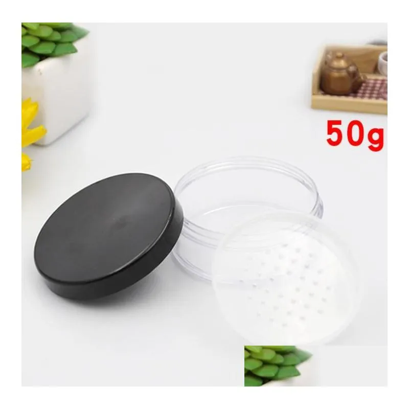 30g 50g loose box portable Plastic Puff Sifter box empty Cosmetic Container Jars Pot Beauty Tool