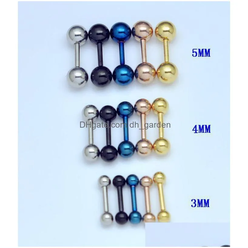 345mm ball 3 sizes 5 90pcs body piercing jewelry mix lots tongue rings anodized colors