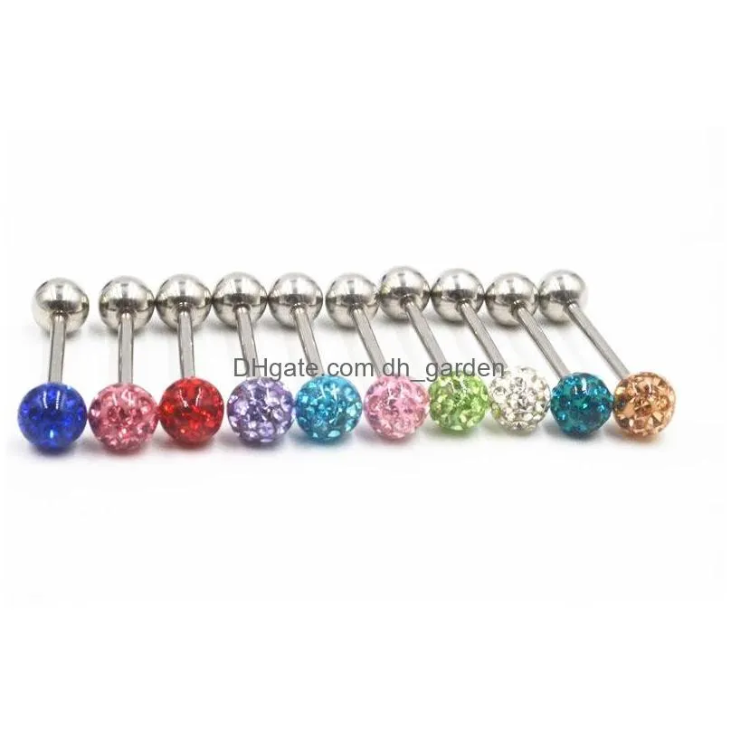 lot50pcs piercing jewelry body jewelry-crystal gems tongue ring bar smoothly nipple shield