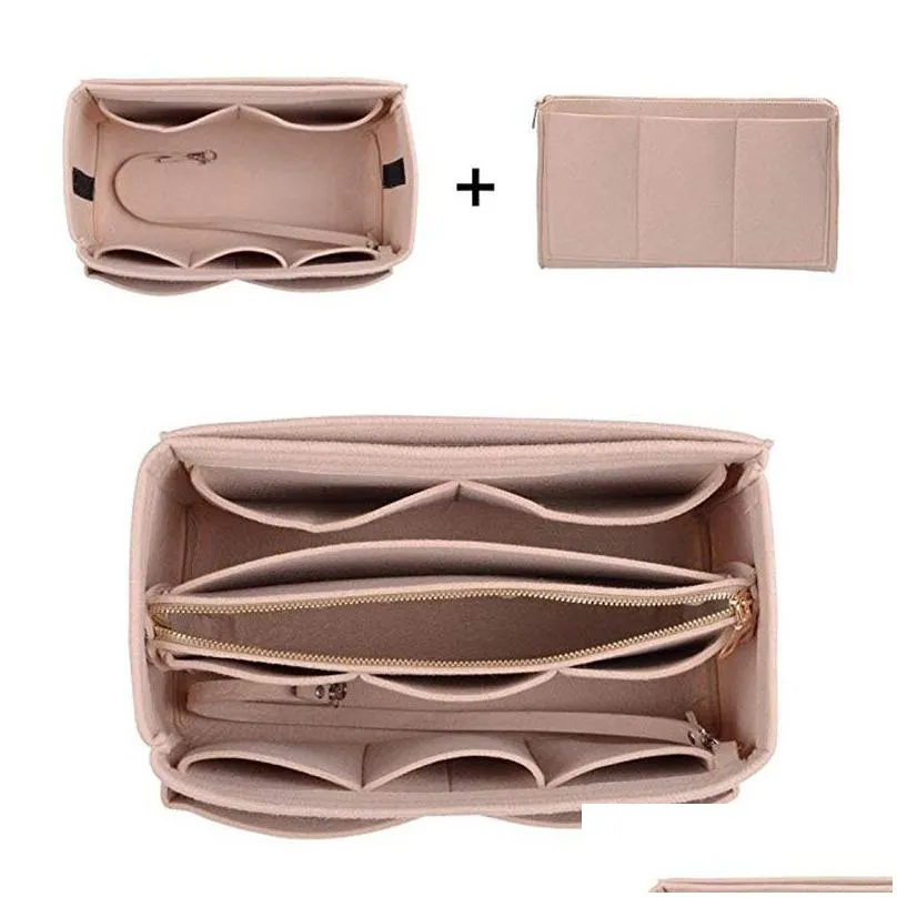 brand make up organizer felt insert bag for handbag travel inner purse portable cosmetic bags fit various brand bags.