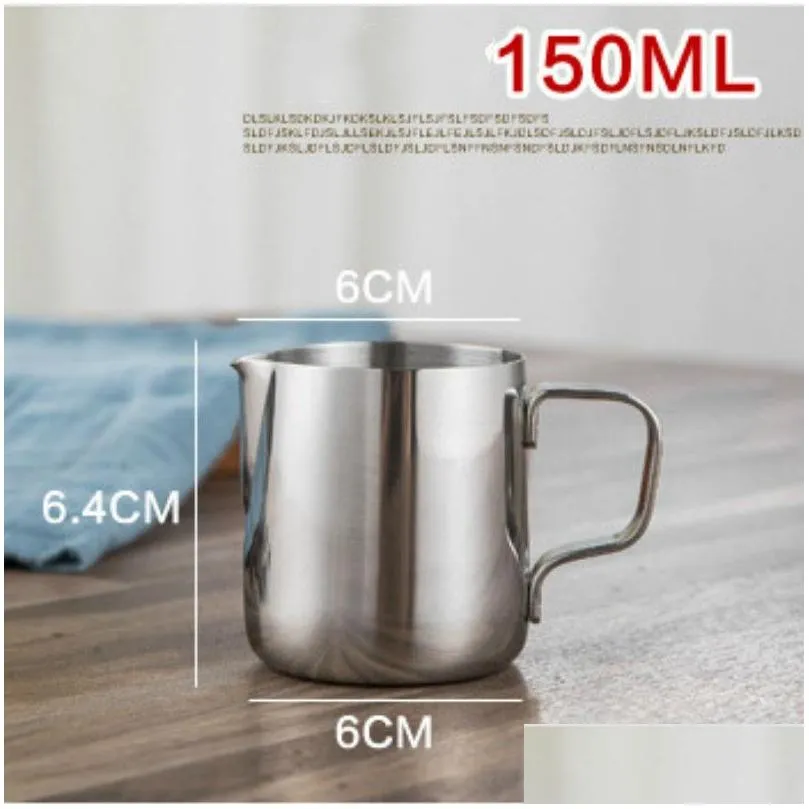 tea coffee Art Frothing milk cups Stainless steel Coffee Tools Cup Kitchen bar tools will and sandy drop ship 100 150ml