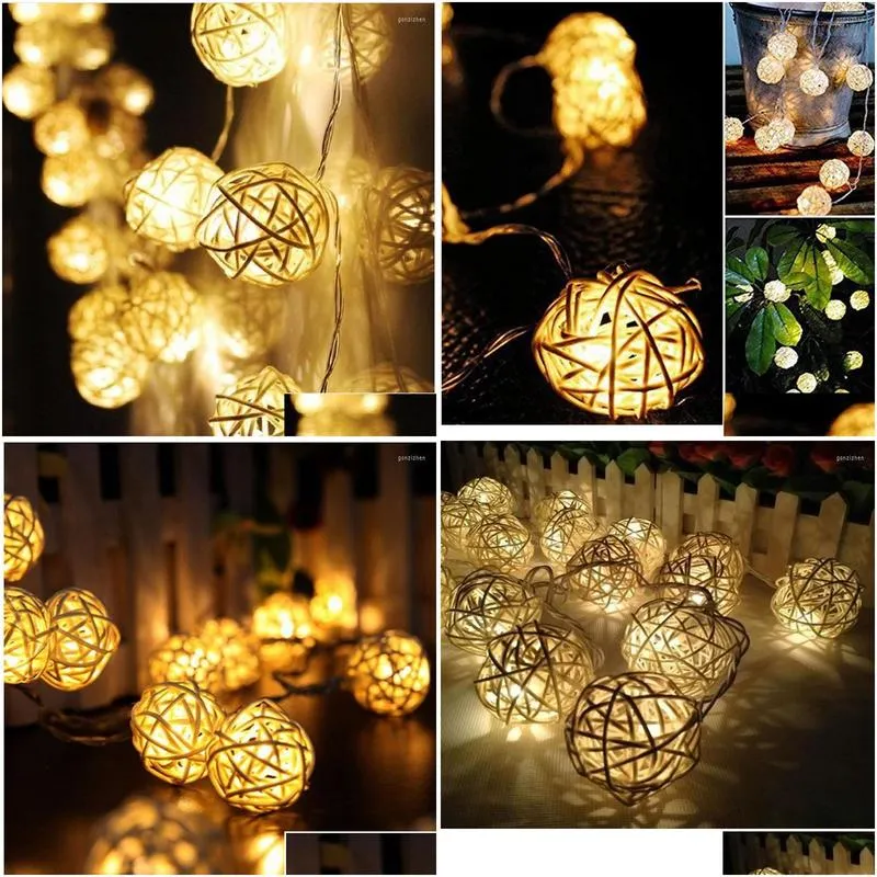 strings led string lights rattan ball garlands holiday wedding party decoration usb / battery powered christmas fairy light outdoor