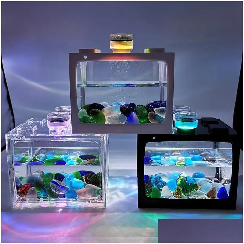 aquariums desktop aquarium fish tank with light battery type small supplies