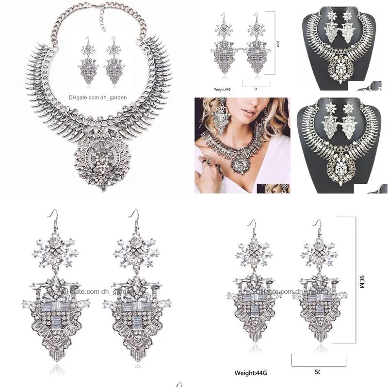 ztech vintage with earring crystal exaggerated big brand luxury charm statement necklace & pendant jewelry set