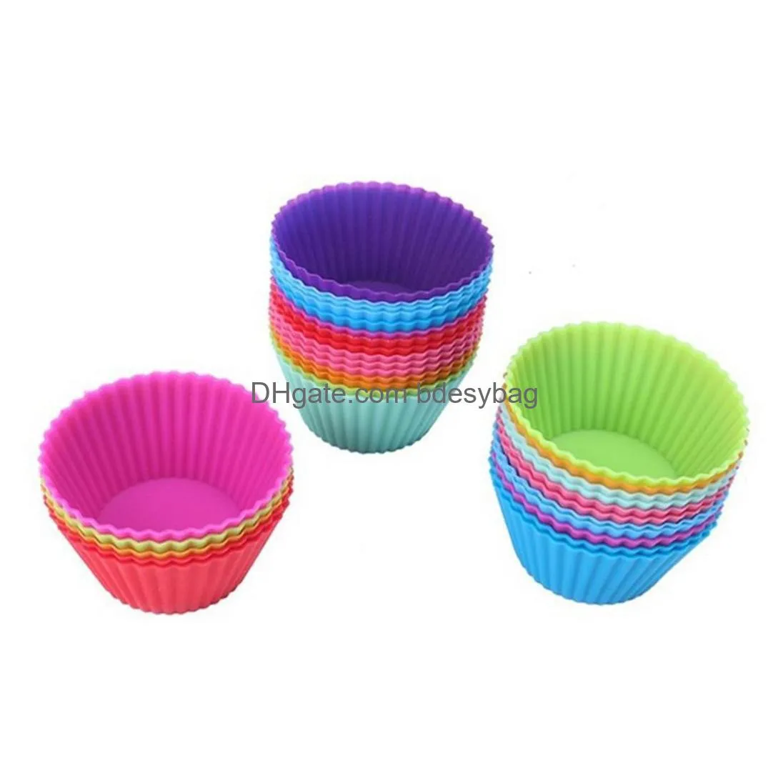 set of 12 pieces (1 dozen) round shaped silicon cake baking molds jelly mold cupcake pan muffin cup