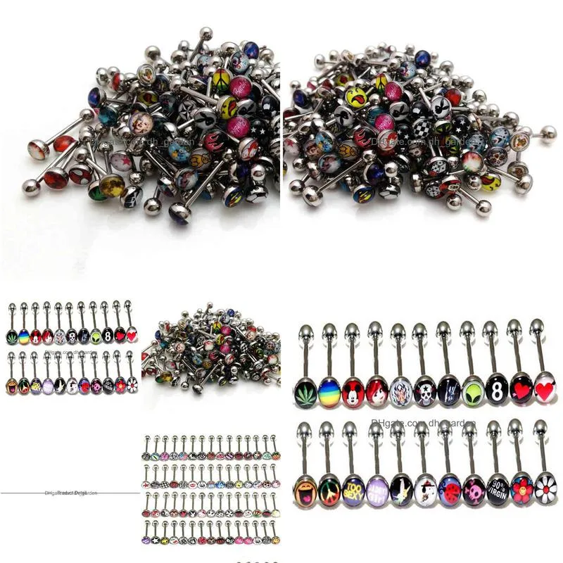 30pcs fashion women body piercings 316l stainless steel mix s barbell tongue ring piercing jewelry t0004