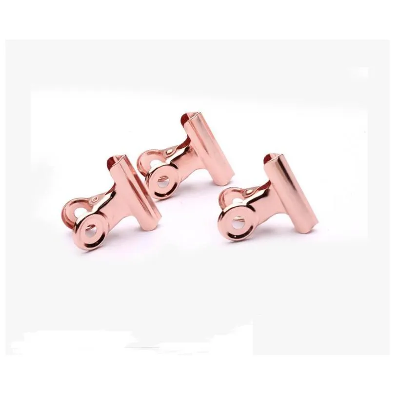 wholesale 1000pcs 22mm/31mm round metal grip clips rose gold bulldog clip stainless steel ticket paper clip for tags bags office