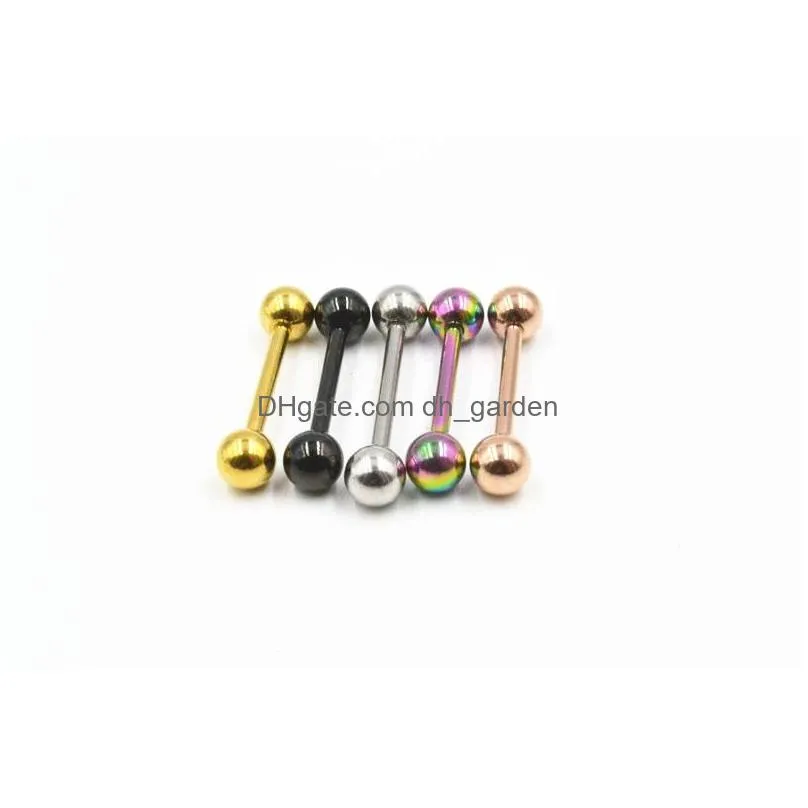 50pcs body jewelry surgical steel tongue/ nipple shiled ring bar 14g~1.6mmx12/14/16mm straight barbells