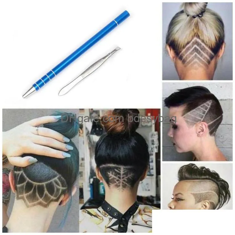 1set hair scissors hairdressing magic engrave beard hair shavings eyebrows carve pen shears tattoo barber trimmers