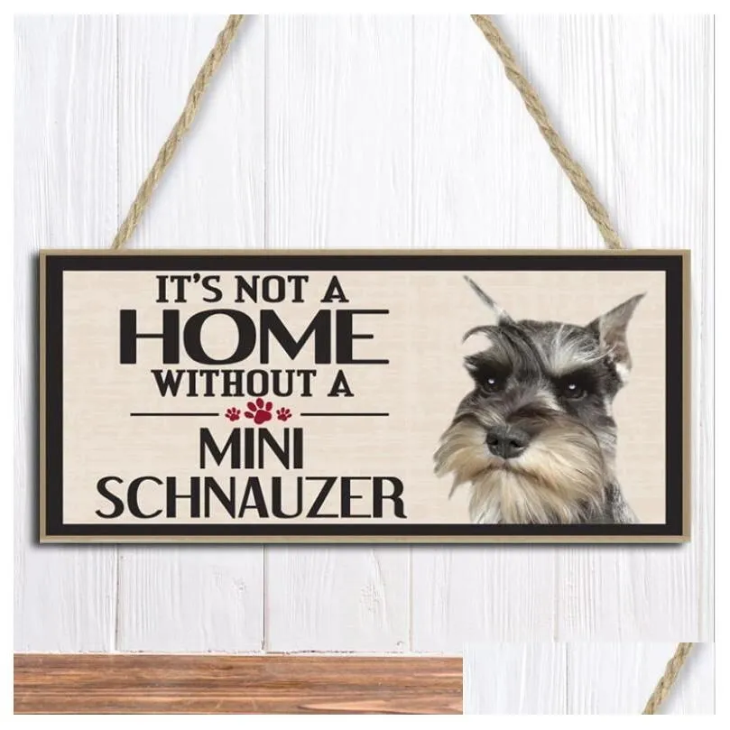 rectangle wooden decoration hanging board dog pet decor door sign plaque home accessories ornament 16 styles for choose