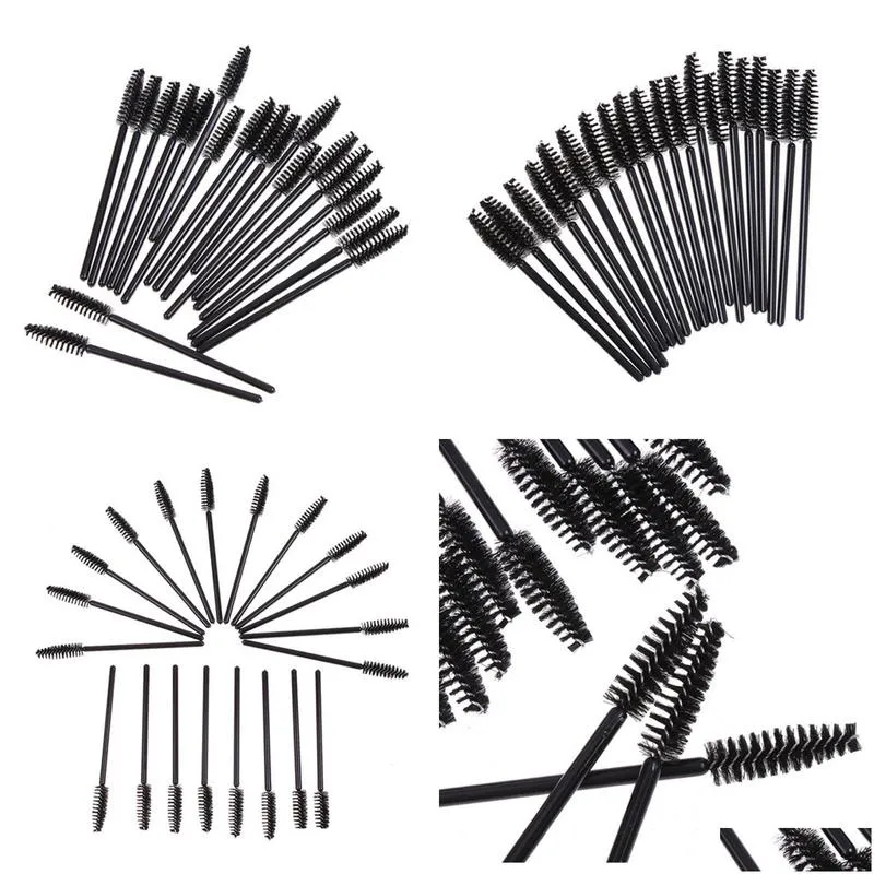 100 pcs Eyelash Eye Lash Black Disposable Mascara Wand Brush Spoolies Makeup New Nail Art Tool