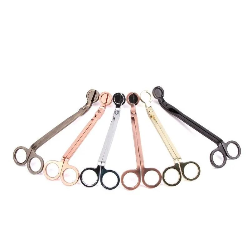 Candle Scissors 6 Colors Stainless Steel Snuffer Candle Wick Trimmer Rose Gold Cutter Trimmer Oil Lamp Trim Scissor Cutter Q417