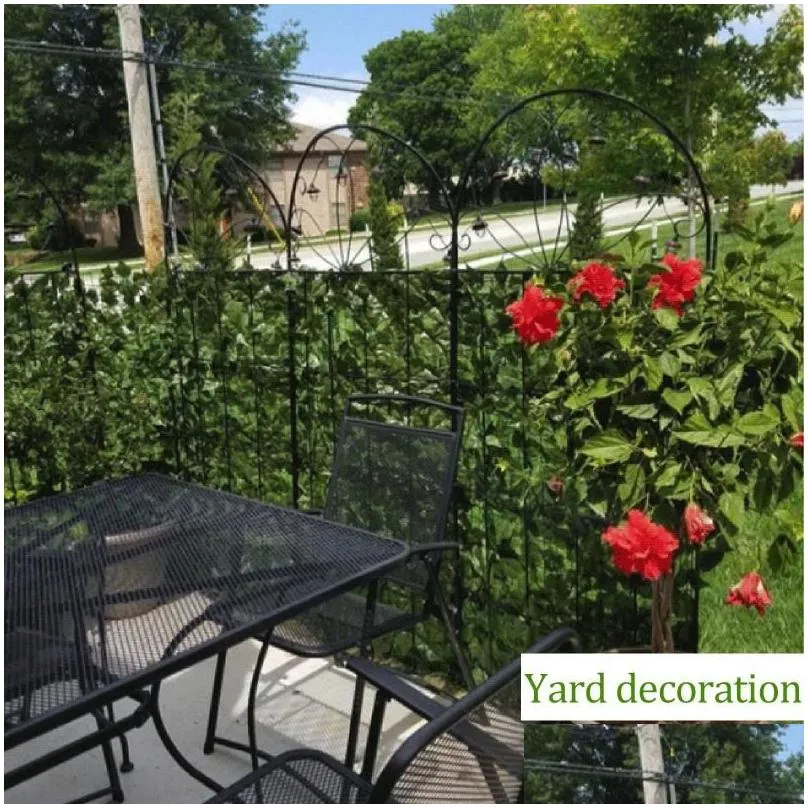 decorative flowers garden plant fence artificial faux green leaf privacy screen panels rattan outdoor hedge home decor 0.5x1m/ ivy