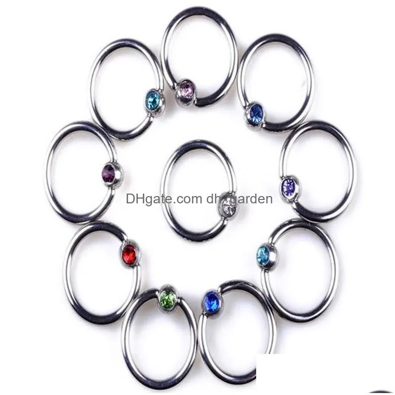 110pcs 11 styles surgical steel body piercing jewelry mix crystal stone nipple tongue belly button eyebrow labret lip rings