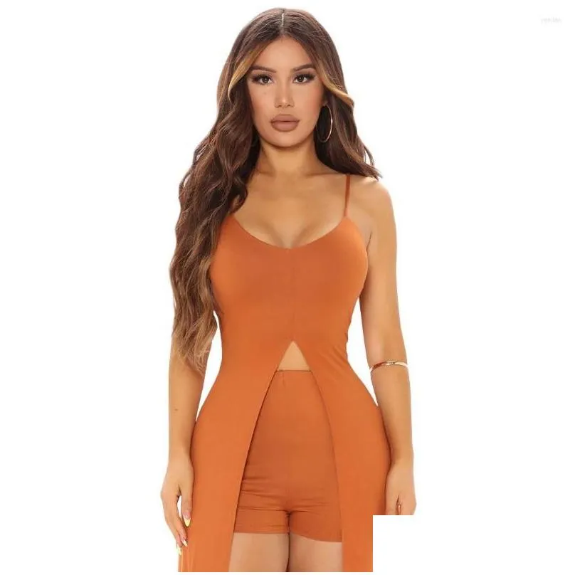 Work Dresses Women Summer Sexy Shorts Set Casual Solid Strap 2 Pieces Top And Female Tracksuits