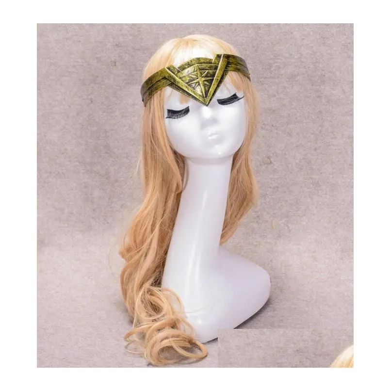christmas wonder woman headband tiara crown headdress cosplay headwear comic costume props prop gold silver party event favor