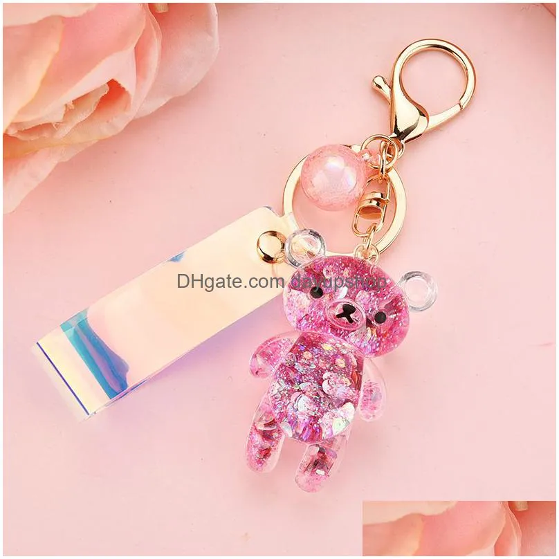 toy creative cartoon colorful cute bear keychain boutique pendant doll couple accessories car key chain bag