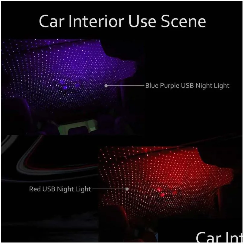 car decorative lights auto led working light vehicle roof star night lights projector atmosphere galaxy lamp usb lamps adjustable