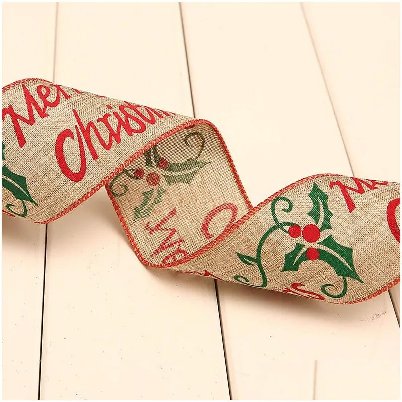 Christmas Linen webbing printing dot Webbing Christmas tree decorations Ribbon Ornaments Christmas Decorations party supplies