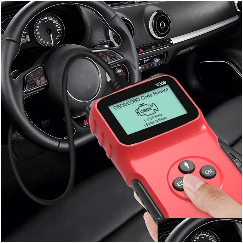 8-15.5v multiple languages v309 car fault diagnostic scanner obd obd2 elm327 code reader check tool