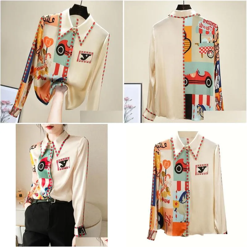 womens blouses shirts elegant print silk blouse women korean long sleeve shirt modis tops arrival