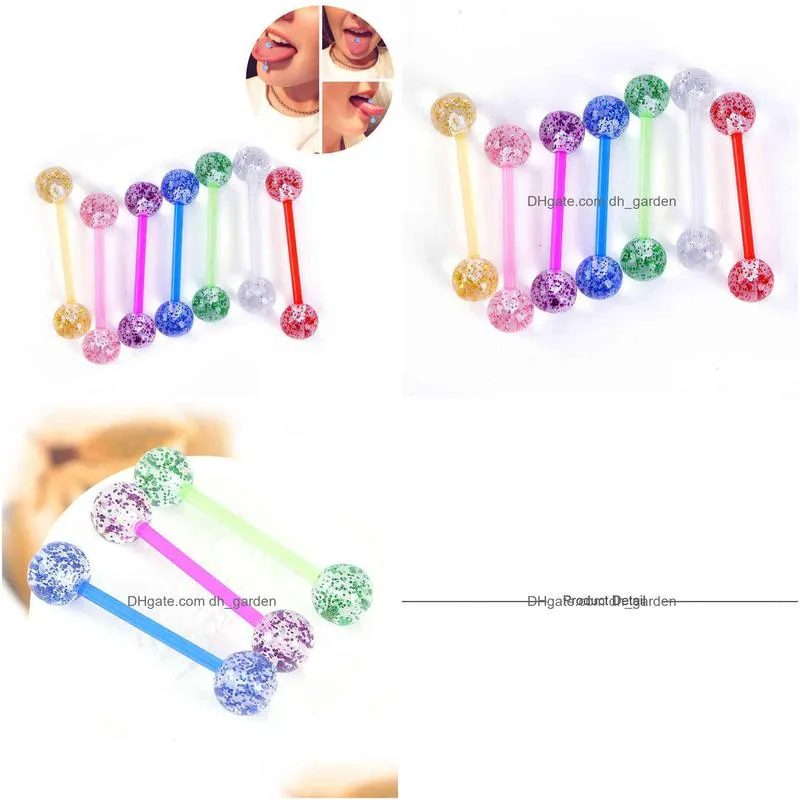 30pcs mix color for men women punk uv nipple barbell bar tongue rings fashion body piercing jewelry