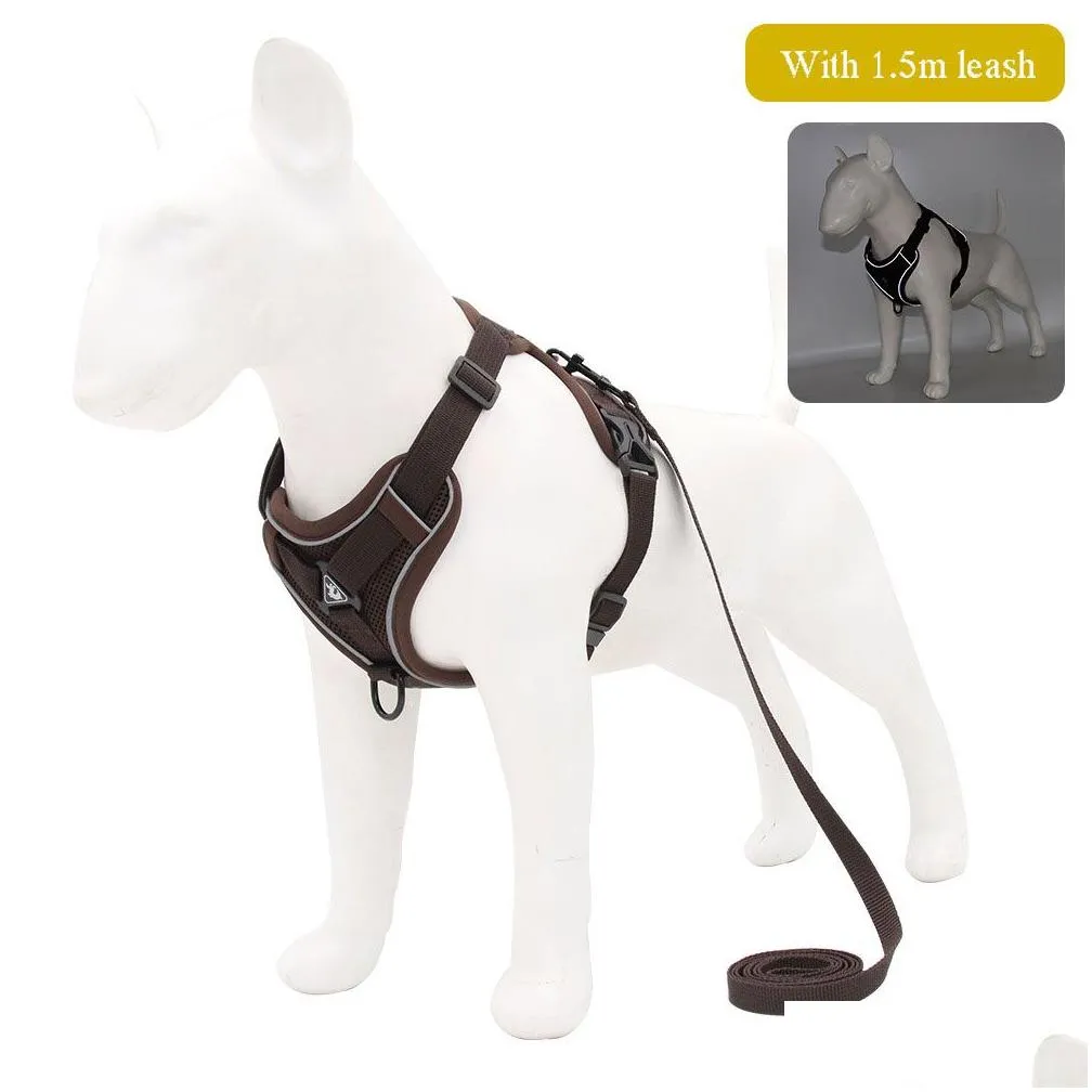 no pull pet harness dog harness adjustable outdoor pet vest  reflective oxford material vest with leash dogs easy control for small medium large