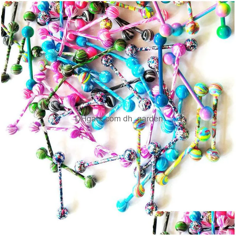 body jewelry mix 100pcs color stainless steel piercing helix straight barbell tongue rings whole