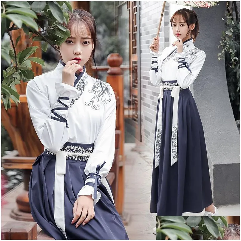 Stage Wear Unisex Chinese Folk Dance Costume Elegant Hanfu For Women Mens Classical Traditional Ancient Clothes DWY13301