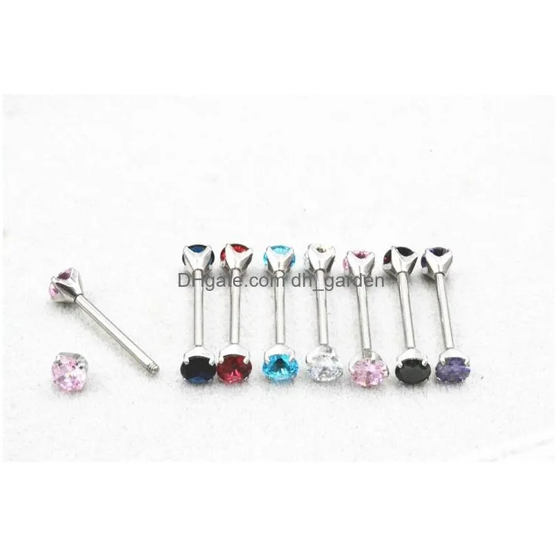 50pcs body jewelry piercing cz screw tongue ring barbells nipple bar 14g~1.6mmx16mmx5mm mix nice colors