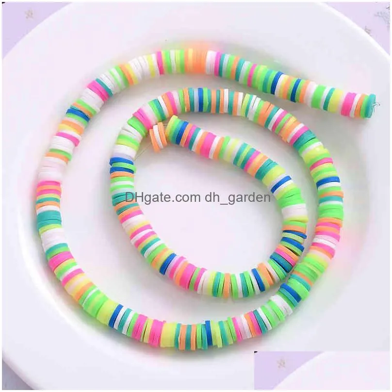 6mm multi color blend flat round polymer clay chip disk loose spacer handmade beads for jewelry making diy accessories