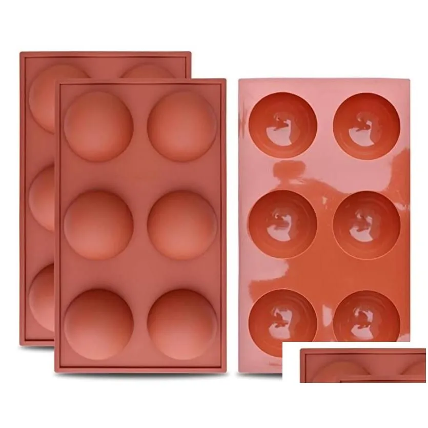 large 6 cavity silicone round molds for baking chocolate ice cube nonstick moulds jelly pudding cupcake pan tray