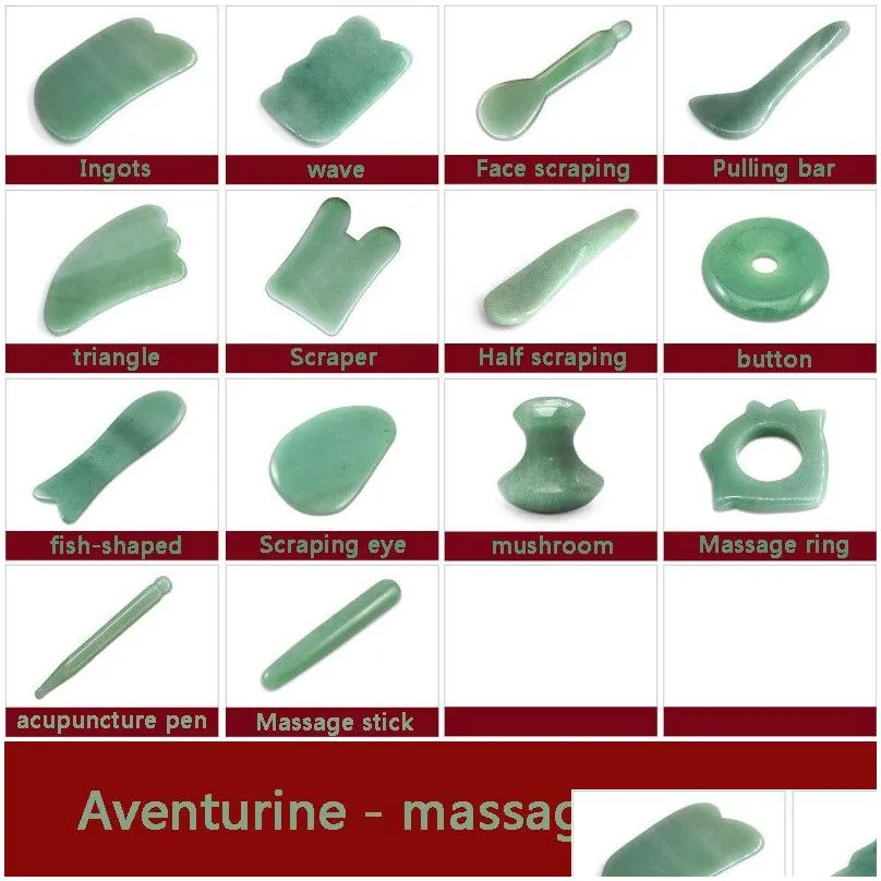 Natural Aventurine Jade Stone Guasha Massage Tool Acupuncture SPA Therapy Gua Sha Massager Scraping Board Antistress Body