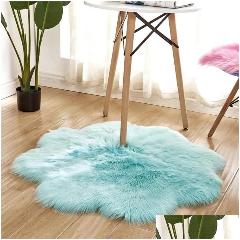 carpets 1pc antiskid soft faux fur wool carpet indoor sheepskin rug modern mat blue white pink gray living room 30x30cmcarpets