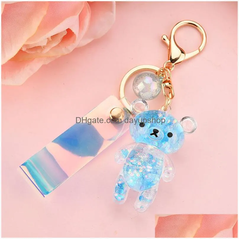 toy creative cartoon colorful cute bear keychain boutique pendant doll couple accessories car key chain bag