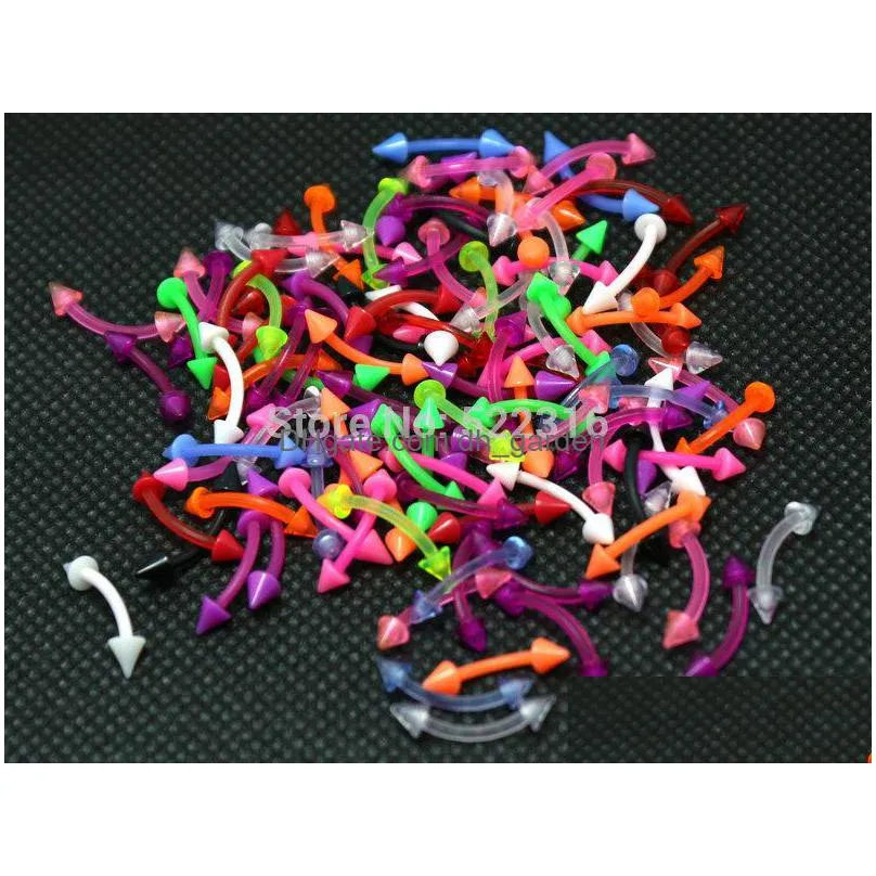 tongue rings mix colors 100pcs body piercing jewelry stainless steel barbell acrylic 6mm ball earring